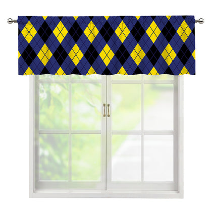 Blue Black And Yellow Argyle Print Window Valance