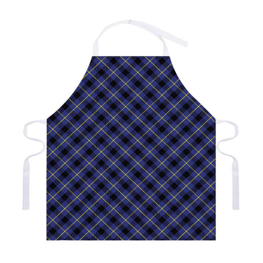 Blue Black And Yellow Plaid Print Adjustable Apron