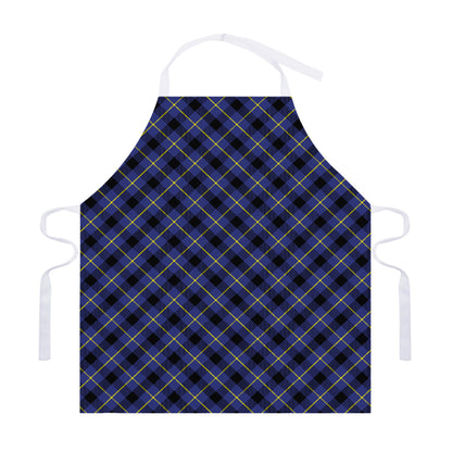 Blue Black And Yellow Plaid Print Adjustable Apron