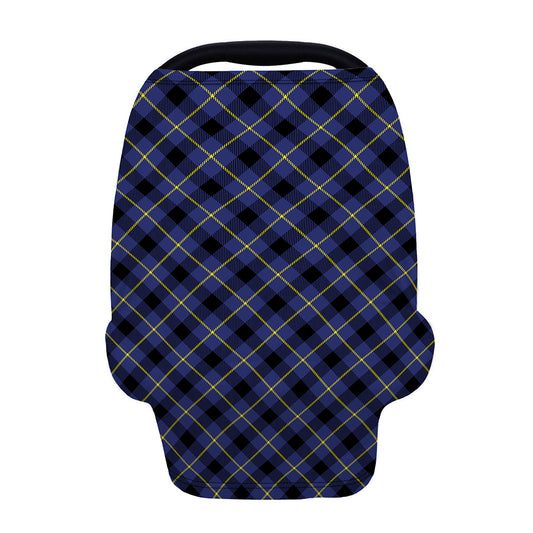 Blue Black And Yellow Plaid Print Baby Seat Cover