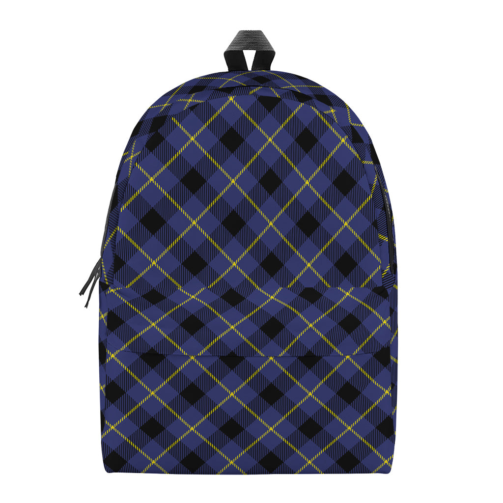 Blue Black And Yellow Plaid Print Backpack