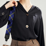 Blue Black And Yellow Plaid Print Bag Strap