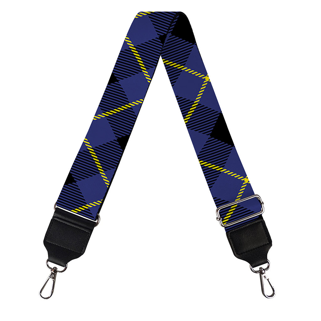 Blue Black And Yellow Plaid Print Bag Strap
