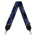Blue Black And Yellow Plaid Print Bag Strap