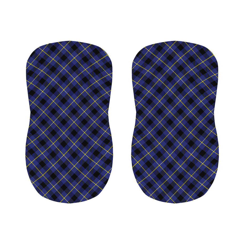 Blue Black And Yellow Plaid Print Bar Stool Covers