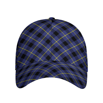 Blue Black And Yellow Plaid Print Baseball Cap