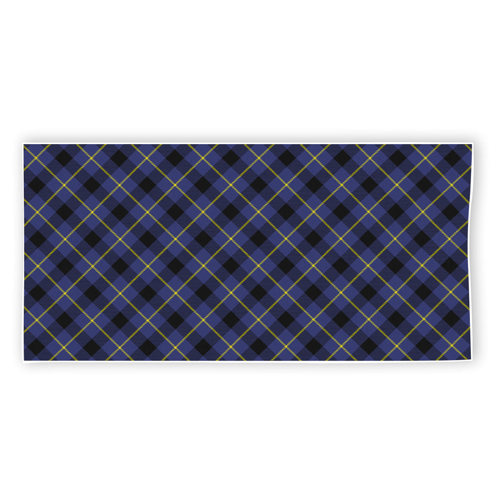 Blue Black And Yellow Plaid Print Beach Towel