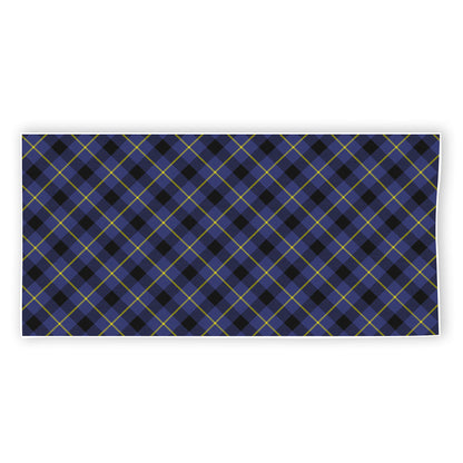 Blue Black And Yellow Plaid Print Beach Towel