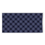 Blue Black And Yellow Plaid Print Beach Towel
