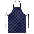Blue Black And Yellow Plaid Print Bib Apron With Pocket