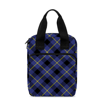 Blue Black And Yellow Plaid Print Bible Tote Bag