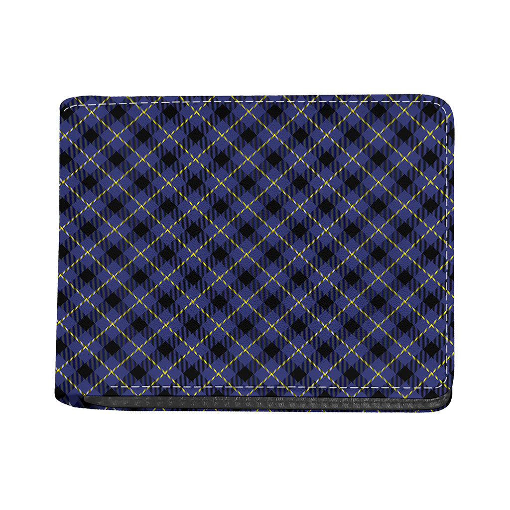 Blue Black And Yellow Plaid Print Bifold Wallet