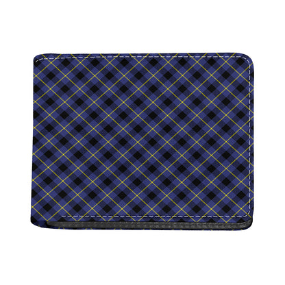 Blue Black And Yellow Plaid Print Bifold Wallet