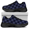 Blue Black And Yellow Plaid Print Black Chunky Shoes