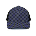 Blue Black And Yellow Plaid Print Black Mesh Trucker Hat