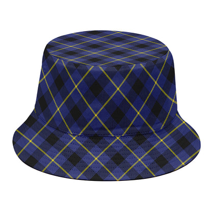 Blue Black And Yellow Plaid Print Bucket Hat