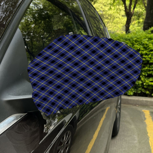 Blue Black And Yellow Plaid Print Car Side Mirror Covers