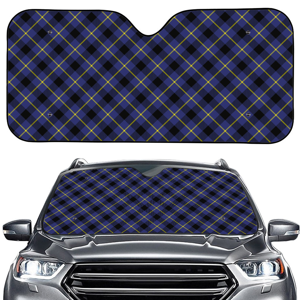Blue Black And Yellow Plaid Print Car Windshield Sun Shade