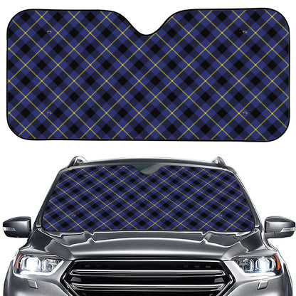 Blue Black And Yellow Plaid Print Car Windshield Sun Shade