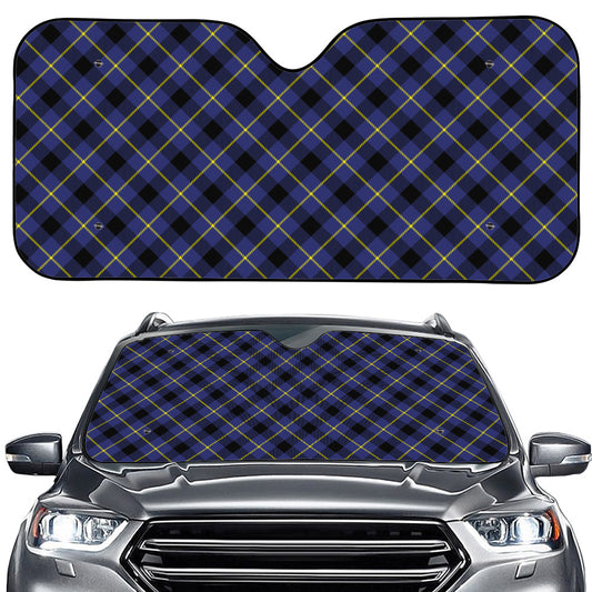 Blue Black And Yellow Plaid Print Car Windshield Sun Shade