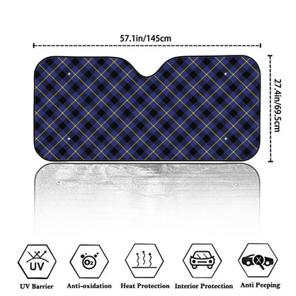 Blue Black And Yellow Plaid Print Car Windshield Sun Shade
