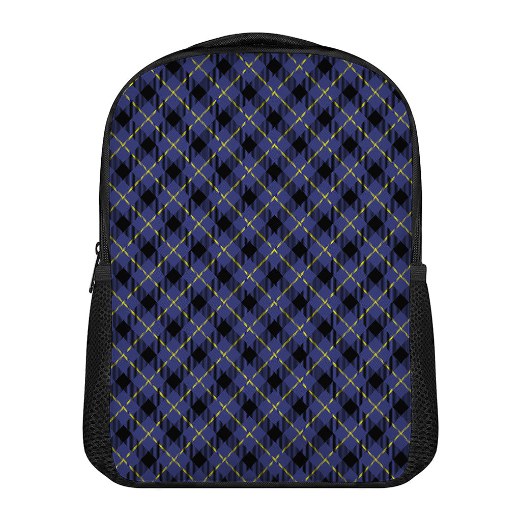 Blue Black And Yellow Plaid Print Casual Backpack