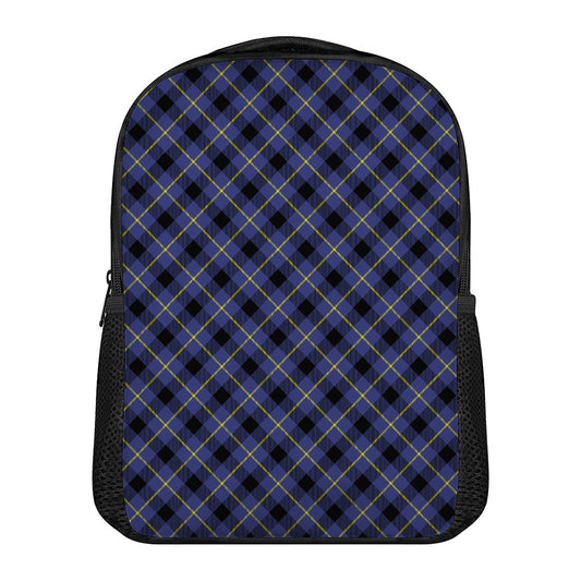 Blue Black And Yellow Plaid Print Casual Backpack