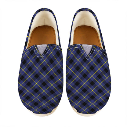Blue Black And Yellow Plaid Print Casual Shoes