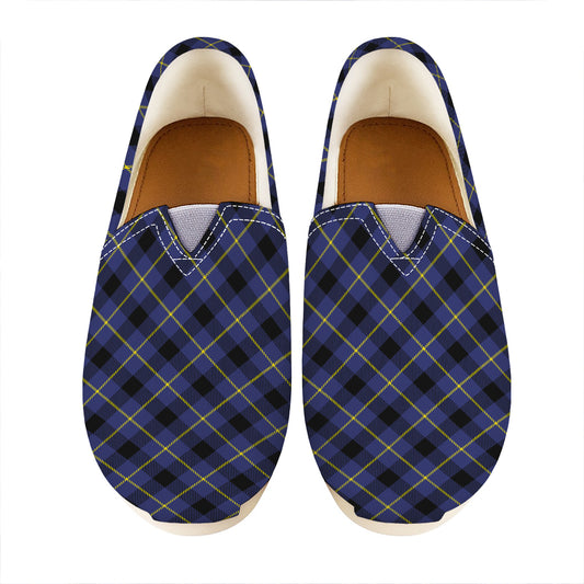 Blue Black And Yellow Plaid Print Casual Shoes