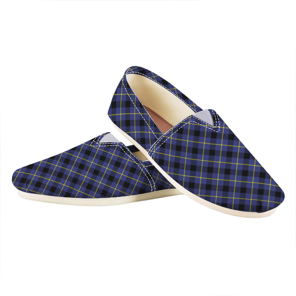 Blue Black And Yellow Plaid Print Casual Shoes
