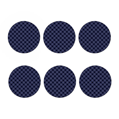 Blue Black And Yellow Plaid Print Coaster Set