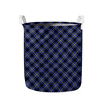 Blue Black And Yellow Plaid Print Collapsible Laundry Basket