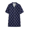 Blue Black And Yellow Plaid Print Cotton Hawaiian Shirt