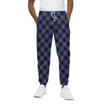 Blue Black And Yellow Plaid Print Cotton Pants