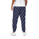 Blue Black And Yellow Plaid Print Cotton Pants