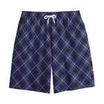 Blue Black And Yellow Plaid Print Cotton Shorts