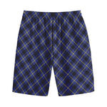 Blue Black And Yellow Plaid Print Cotton Shorts