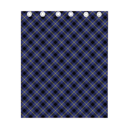 Blue Black And Yellow Plaid Print Curtain
