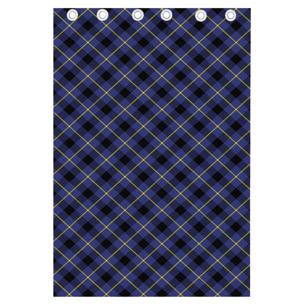 Blue Black And Yellow Plaid Print Curtain