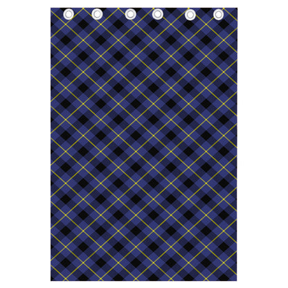 Blue Black And Yellow Plaid Print Curtain