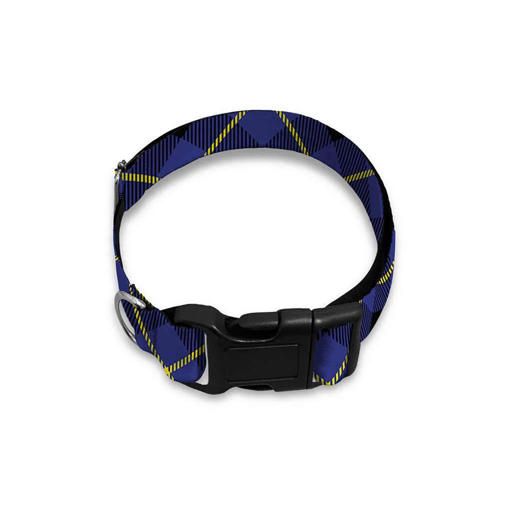 Blue Black And Yellow Plaid Print Dog Collar