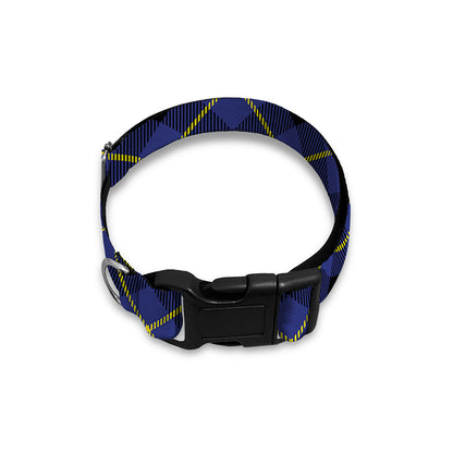 Blue Black And Yellow Plaid Print Dog Collar