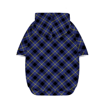 Blue Black And Yellow Plaid Print Dog Zip Up Hoodie