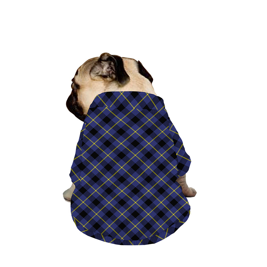 Blue Black And Yellow Plaid Print Dog Zip Up Jacket