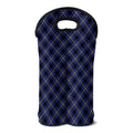 Blue Black And Yellow Plaid Print Double Neoprene Wine Tote