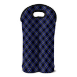 Blue Black And Yellow Plaid Print Double Neoprene Wine Tote
