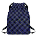 Blue Black And Yellow Plaid Print Drawstring Backpack