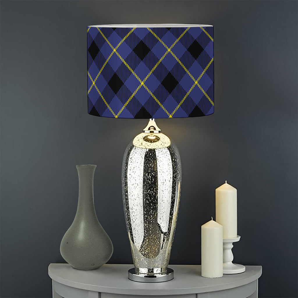 Blue Black And Yellow Plaid Print Drum Lamp Shade