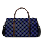 Blue Black And Yellow Plaid Print Duffle Bag