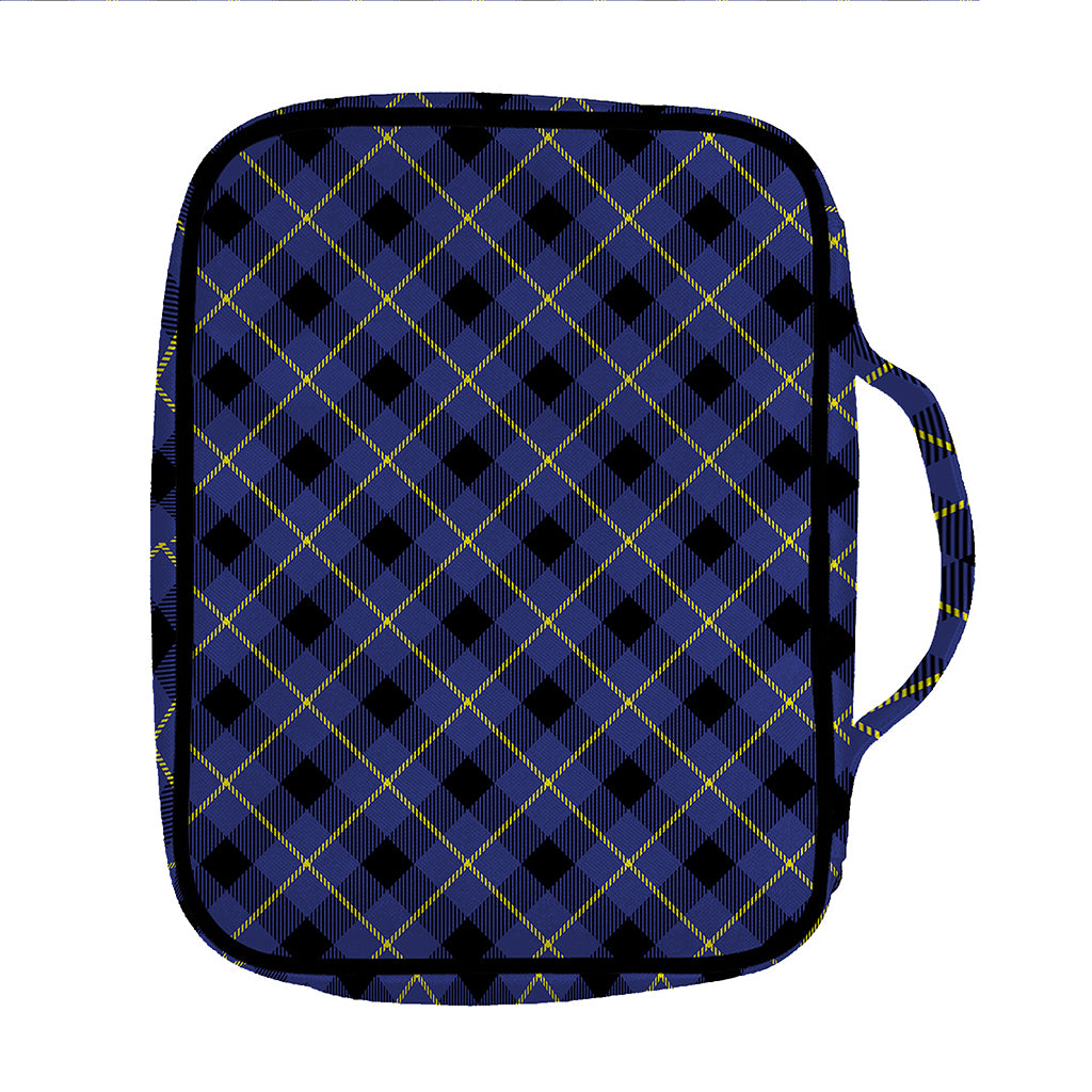 Blue Black And Yellow Plaid Print Front Pocket Bible Bag